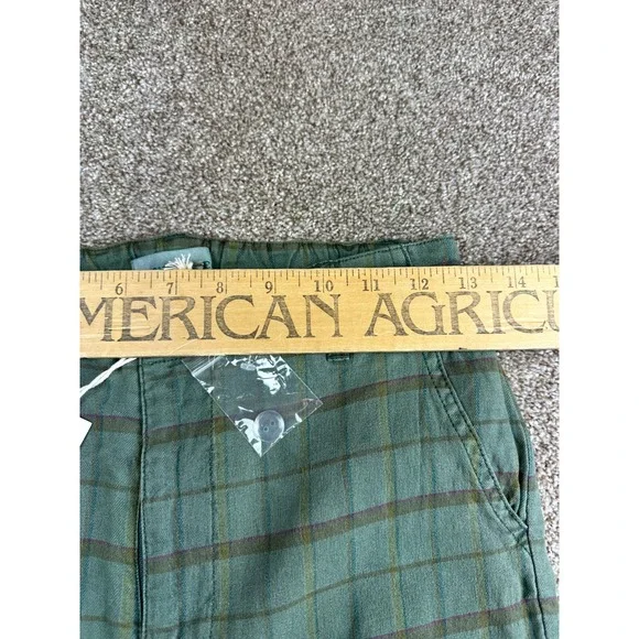 Sundance Ankle Pants Womens Size 2 Sage‎ Green Plaid Linen Blend High Waist - Picture 8 of 12